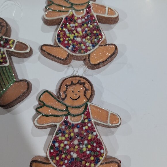 Gingerbread Cookie Man Woman Christmas Ornament Decorations Lot Of 5 - Picture 4 of 4